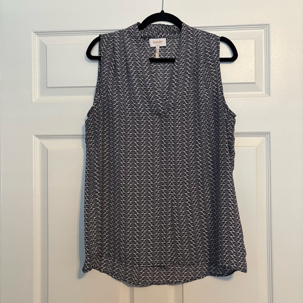 Laundry By Shelli Segal Black and White Sleeveless Blouse - Size M